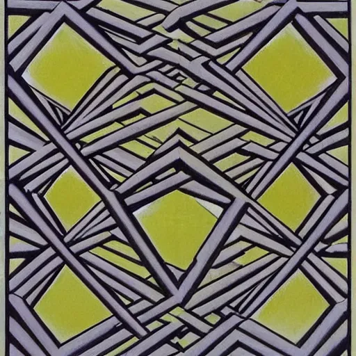 Prompt: impossible geometry. painting by escher.