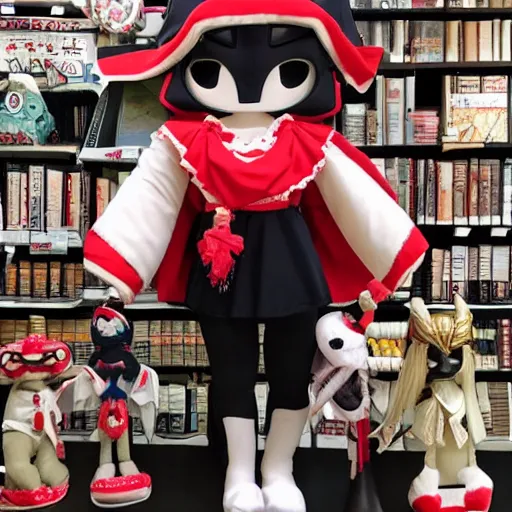 Prompt: cute fumo plush of a masked shrine guardian girl