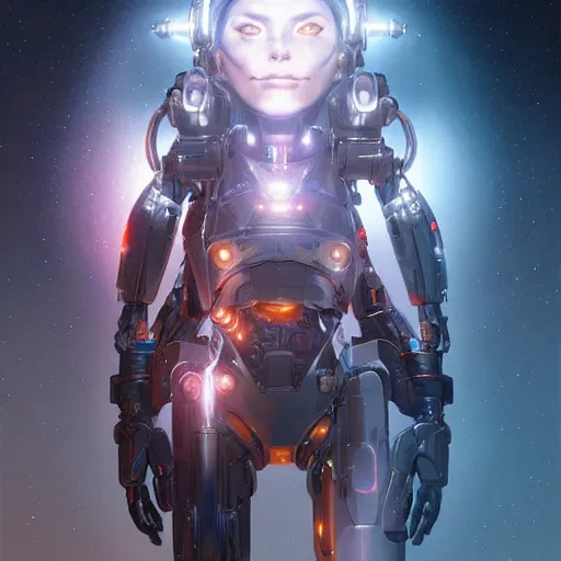 Image similar to cyborg droid entanglement milky way, epic lighting, sketch illustration, ultra detailed, art by artgerm and greg rutkowski and alphonse mucha