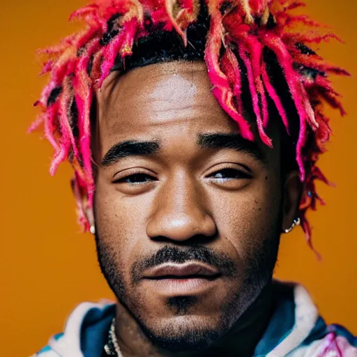 Image similar to a studio photograph of Lil Uzi Vert, portrait, 40mm lens, shallow depth of field, close up, split lighting, cinematic