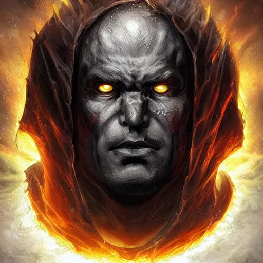 Image similar to stygian ultra realistic upper body portrait of a herculean hulking erebus, the god of darkness and shadow, solar eclipse, digital art by artgerm and karol bak