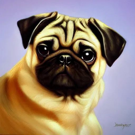 Image similar to A cute pug painted by Jana Schirmer