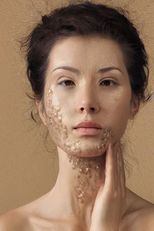 Image similar to portrait of a beautiful woman with reaction diffusion skin. high detail