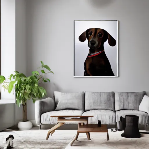 Image similar to a large lamp beagle puppy inspired design, placed in a large living room, art designers magazine HD photo superrealism 3d 8k resolution