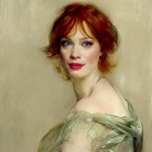 Prompt: christina hendricks by anders zorn,