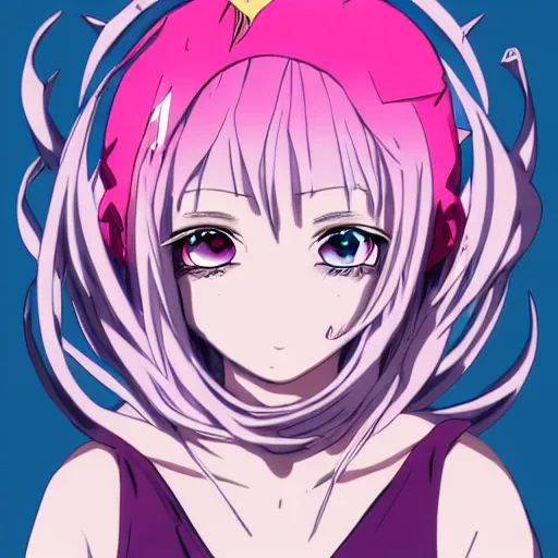 Image similar to stunningly beautiful omnipotent anime goddess with pink hair and mesmerizing cyan eyes, 8 k