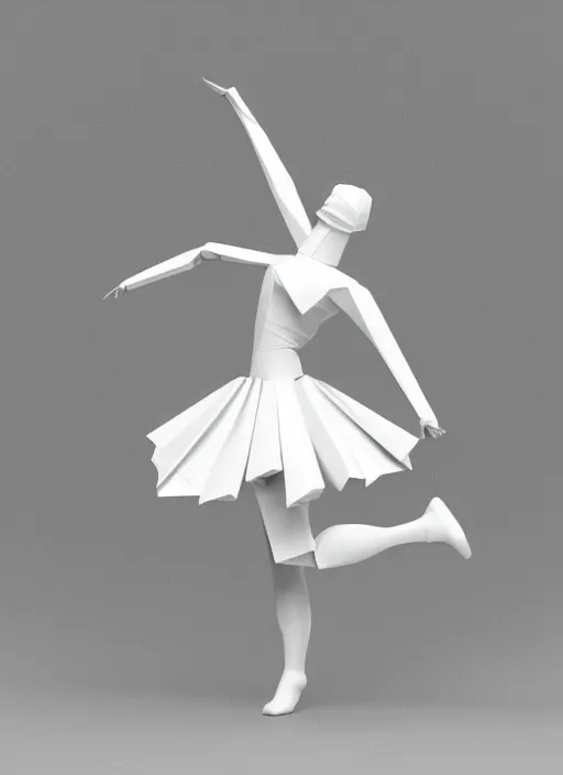 Image similar to origami dancer in white paper, 3 d render, ultra - detailed, on white background, studio shot