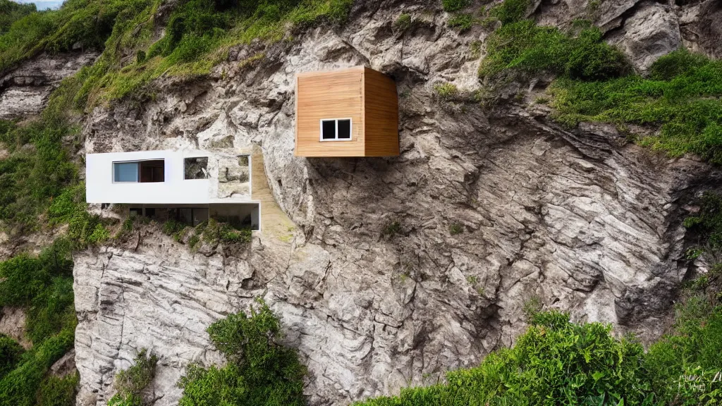 Image similar to house built on the side of a cliff, award winning photo