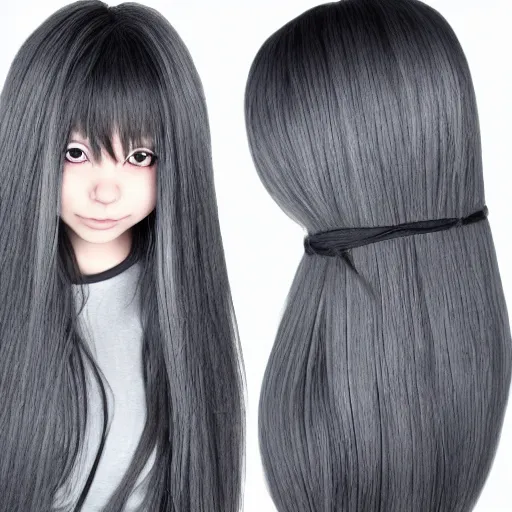 Image similar to shy anime girl with long gray hair