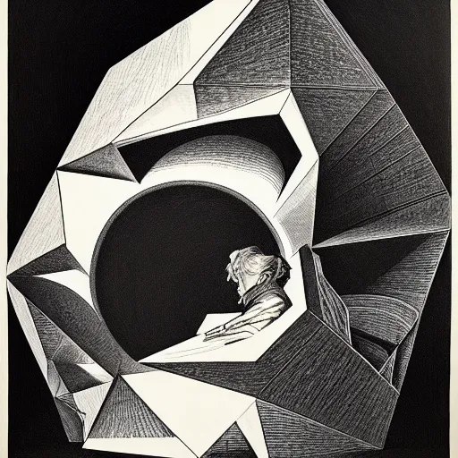 Image similar to lithography on paper secret lair conceptual figurative post - morden monumental dynamic portrait by goya and escher and hogarth, illusion surreal art, highly conceptual figurative art, intricate detailed illustration, controversial poster art, polish poster art, geometrical drawings, no blur