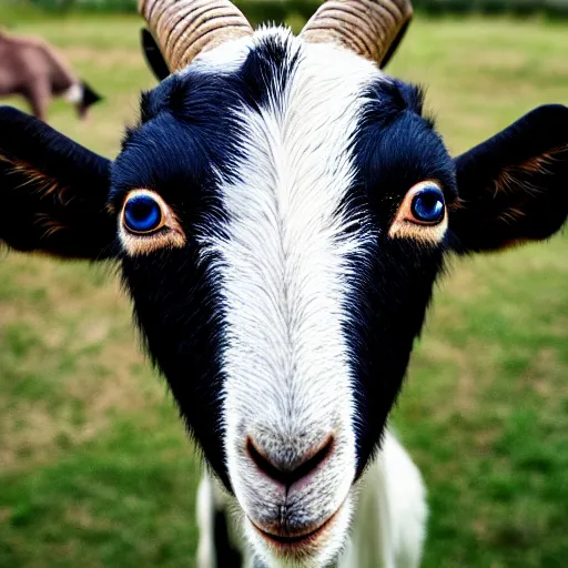 Image similar to a goat with the eyes in the front