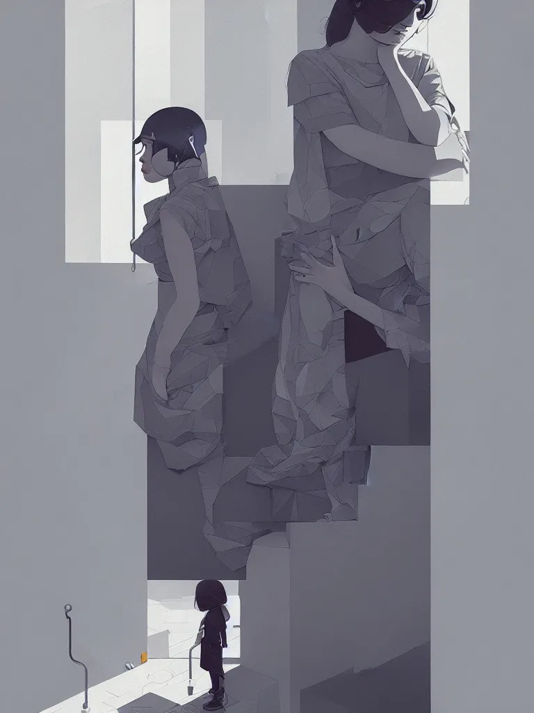 Image similar to by moebius and atey ghailan | brutalist portrait |