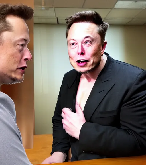 Prompt: Elon Musk arguing with Amber Heard in his office