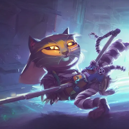 Image similar to cute and fluffy ninja cyberpunk cat fighting with a laser sword, full body, artstation, highly detailed, colorfull, digital painting, deep focus, sharp, smooth, rossdraws, by jason felix by steve argyle by tyler jacobson by peter mohrbacher, cinematic lighting, smooth, sharp focus, hd wallpaper, cinematic