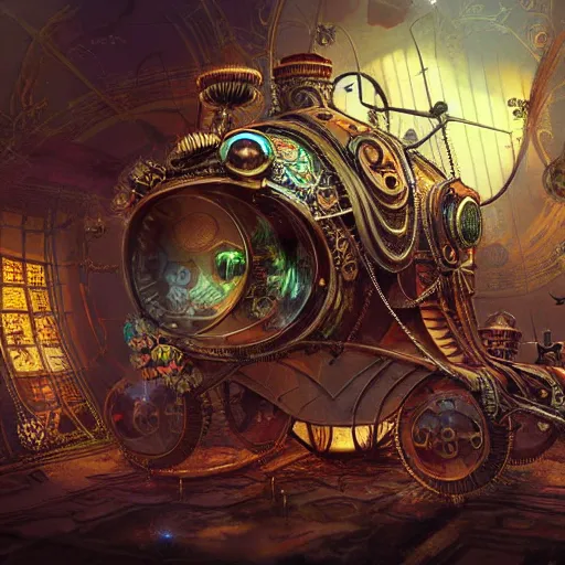 Image similar to psychedelic steampunk art, epic, 4k, concept art, detailed