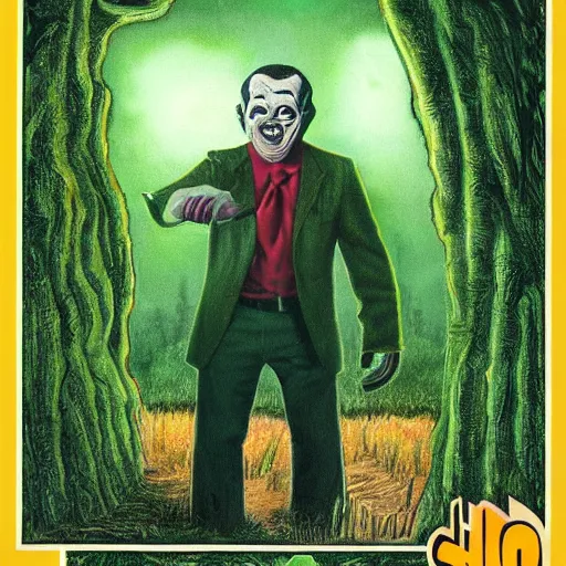 Image similar to A scary guy Hiding in the bushes Vintage Goosebumps Book Cover Art HDR