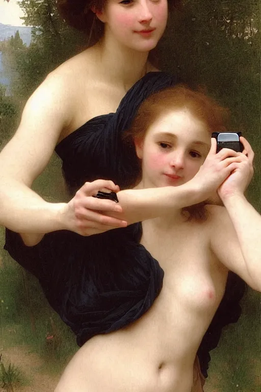 Prompt: iphone selfie by bouguereau