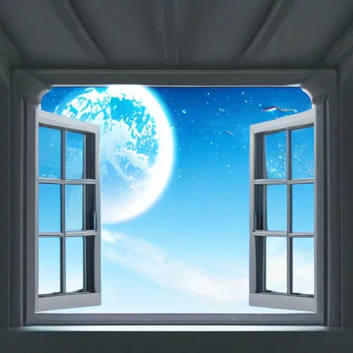 Prompt: window to space