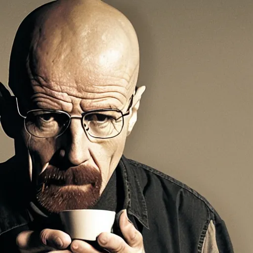 Prompt: walter white eating applesauce, photography,