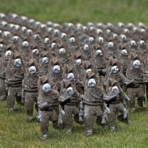 Prompt: An army of cat soldiers with armours