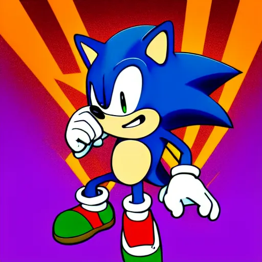 Image similar to sonic the hedgehog, album cover, mixtape cover, dj smokey, soudiere, comic style, beats, music, purple, green