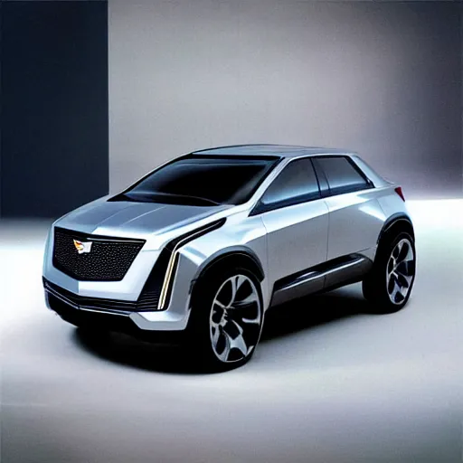 Prompt: “Cadillac autonomous SUV of the future, shiny new 2050 model, concept car, driving in a futuristic city.”