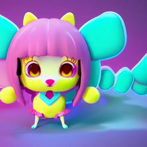 Image similar to 3 d cute doja cat avatar, sanrio style, fun video game platformer, octane render, bright colors 8 k