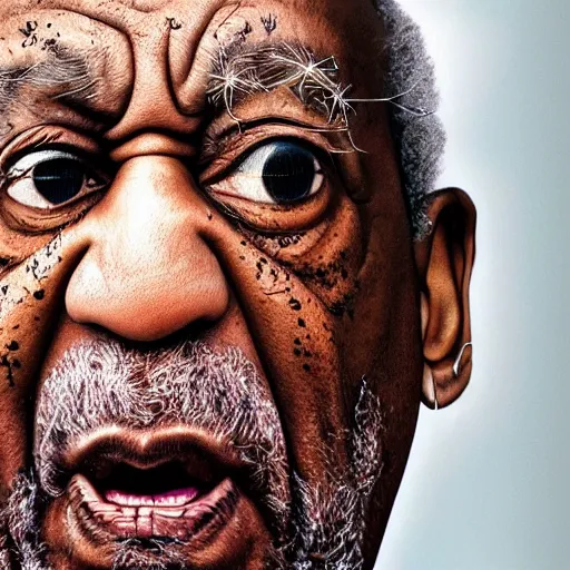 Image similar to hyperrealism morphing bill cosby into a big bug realistic 8 k