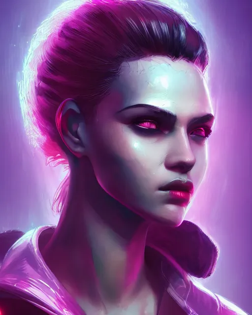 Image similar to portrait of a woman by CD Projekt Red and Prywinko and gantzu, cyberpunk, vaporwave, Halter-top, face, cute, shaded lighting, beautiful, realistic, perfect, extremely detailed, deviantart, artstation, 4k, 8k, Cyberpunk 2077, Blade Runner