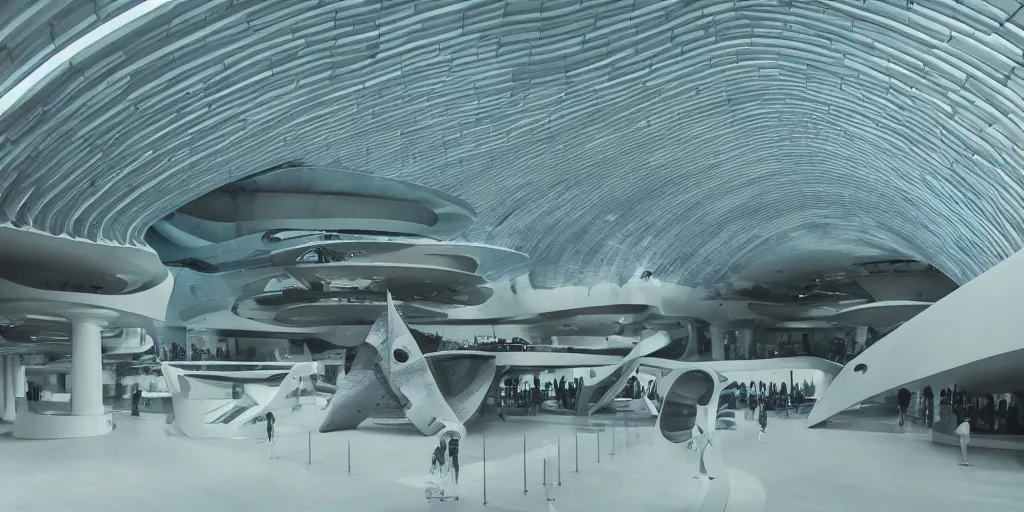 Image similar to a beautiful futuristic museum