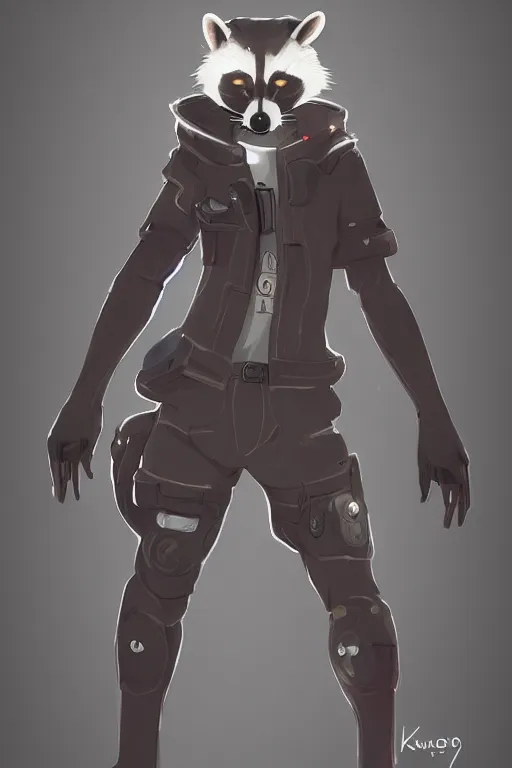 Prompt: a racoon fursona, trending on artstation, by kawacy, furry art, digital art, cyberpunk, high quality, backlighting