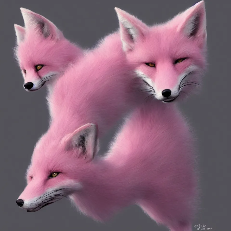 Image similar to pink fox, hyper realistic, 1 6 k, artstation,