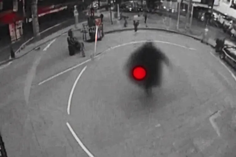 Image similar to cctv footage of a ghost caught on camera with a red circle, low quality 2 4 0 p, trending on facebook