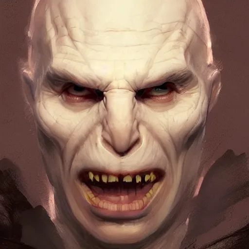 Image similar to a character with Voldemort's nostrils by Greg Rutkowski