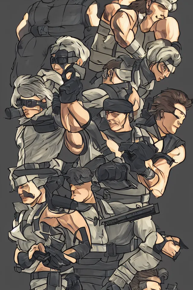 Image similar to solid snake in the style of street fighter 2 turbo