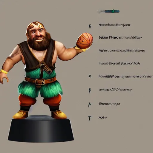 Prompt: fantasy dwarf with basketball skin