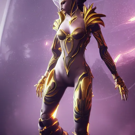 Image similar to highly detailed exquisite stunning fanart, of a beautiful female warframe, elegant pose, epic cinematic shot, DeviantArt, high quality artstation, HD octane render