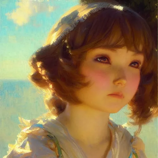 Prompt: a detailed portrait of am adorable anime girl, summer light, painting by gaston bussiere, craig mullins, j. c. leyendecker