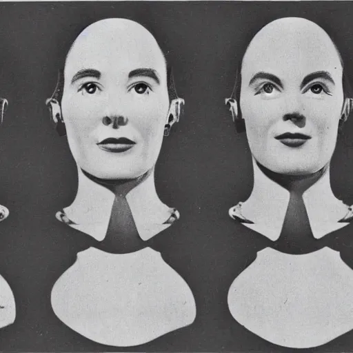 Prompt: a humanized AI generating artifical images from user prompts, 1950s science fiction style