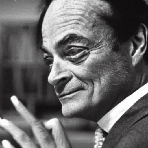 Image similar to Richard Feynman being disappointed by the fact that he bought some shitcoins on some shady cryptocurrency exchange