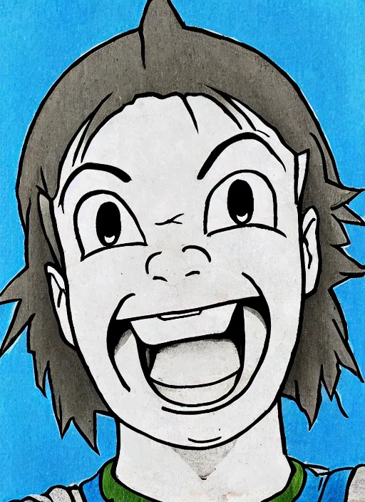 Image similar to portrait of happy boy in the style of akira toriyama