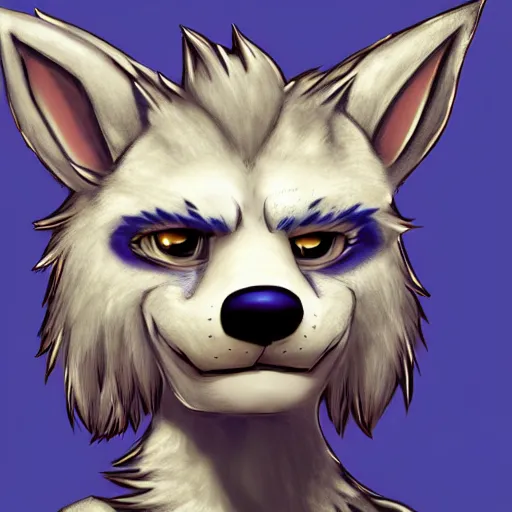 Image similar to art of an anthropomorphic furry style Blue wolf fursona, profile picture, Falvie, trending on artstation