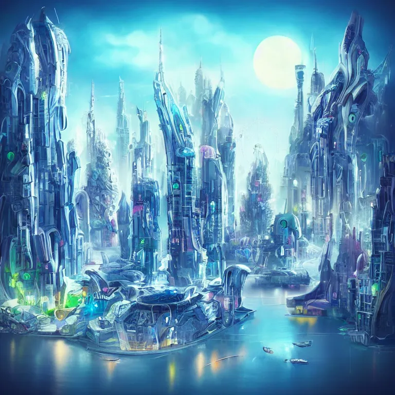 Image similar to futuristic city with dream like cute things, the future belongs to those who believe in the beauty of their dreams