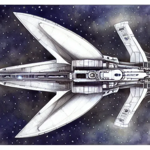 Prompt: white background, symmetry, starship enterprise, by jean - baptiste monge