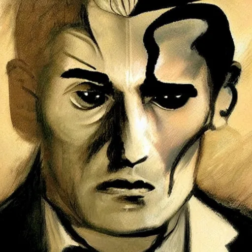 Prompt: dale cooper from twin peaks by dave mckean