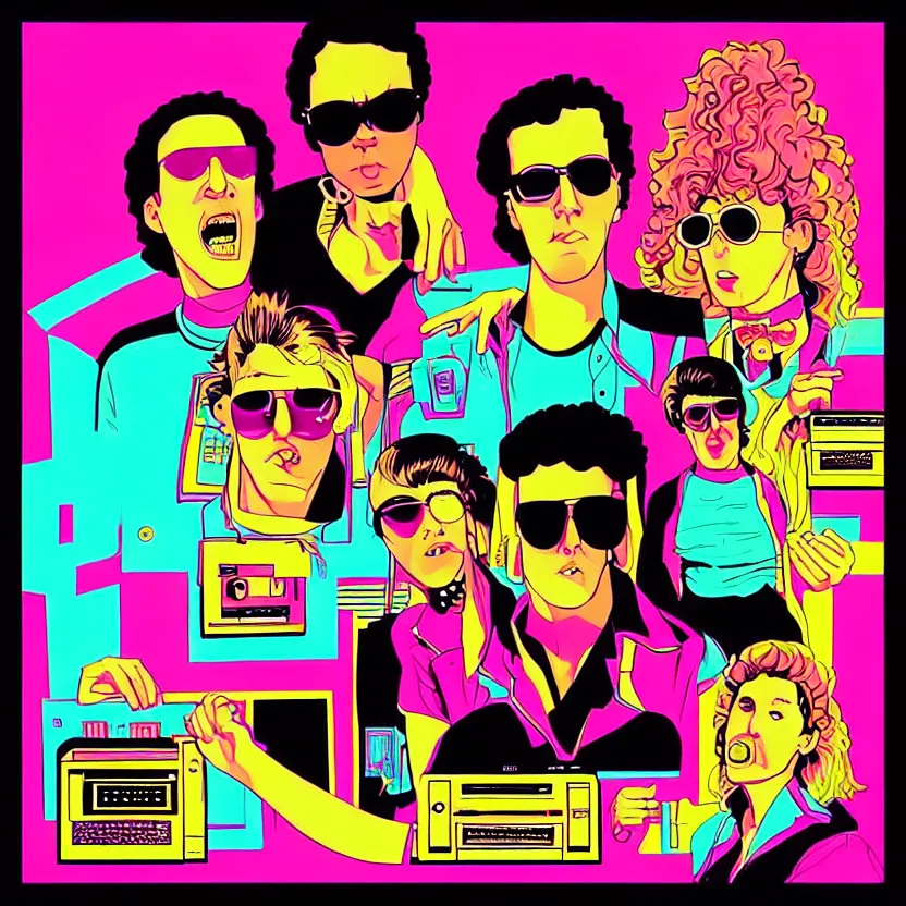 Image similar to “life in the 80s, digital art in the style of Mad Dog Jones”