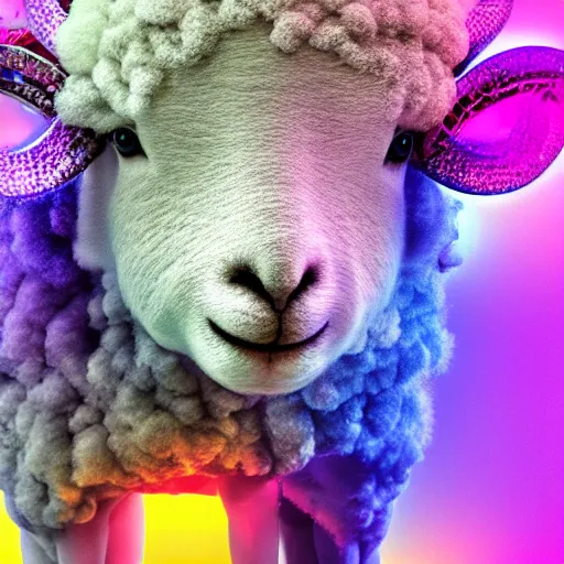 Prompt: electric sheep, fluffy, 4k, hdr, surreal