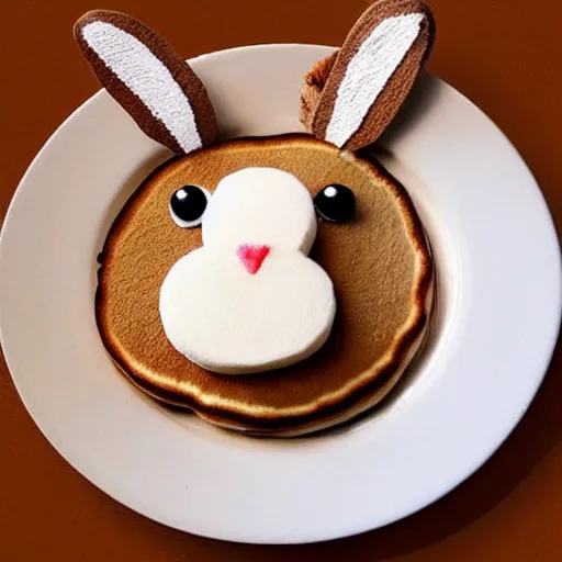 Image similar to A rabbit with a pancake on its head