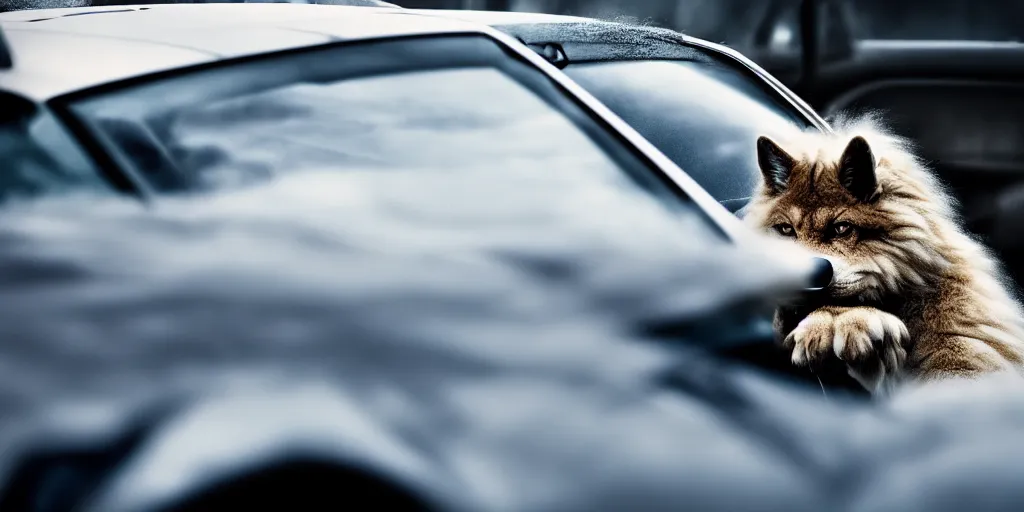 Prompt: A car with fluffy fur, futureistic, natural light, Cinematic level shot, dynamic pose, award winning photograph, photorealism, beautiful lighting, sharp, details, hyper-detailed, HDR, 8K