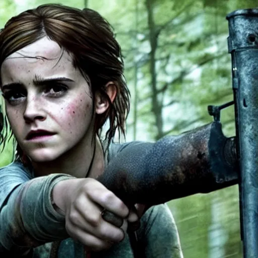 Image similar to emma watson as ellie in the movie adaptation of the last of us, directed by david yates, movie still